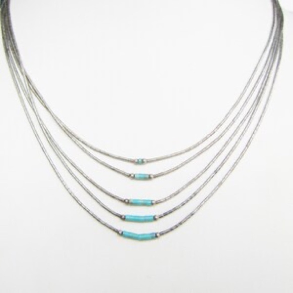 Sterling Silver Necklace with Turquoise Beads
